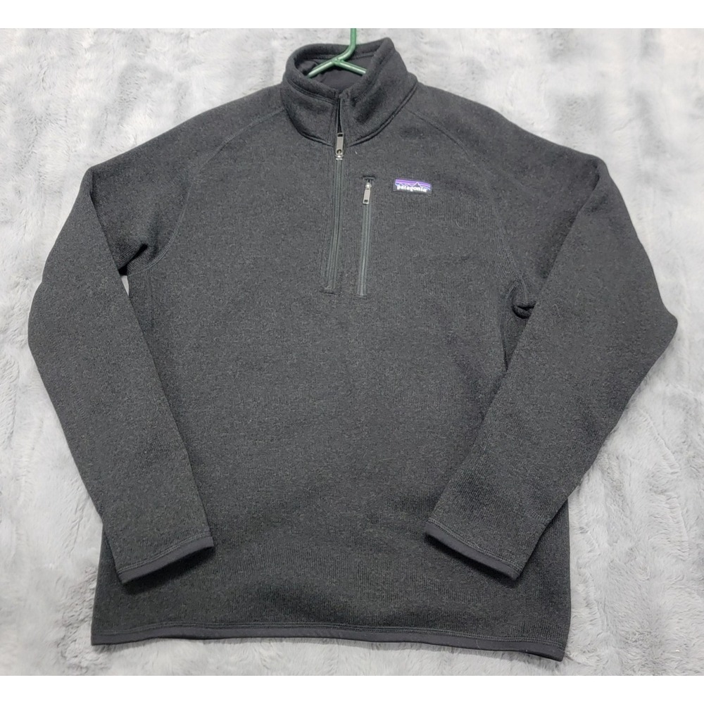 Patagonia Better Sweater 1/4 Zip Pullover Mens Medium Black Fleece Knit Pockets